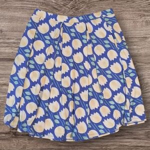 LulaRoe Women's Azure Blue Floral Tulip Print A-Line Pull-On Skirt - Size XL